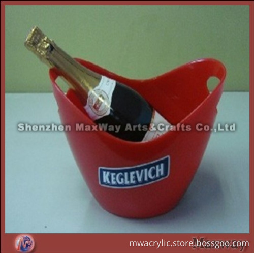Red elegant mini polished perspex ice bucket with logo
